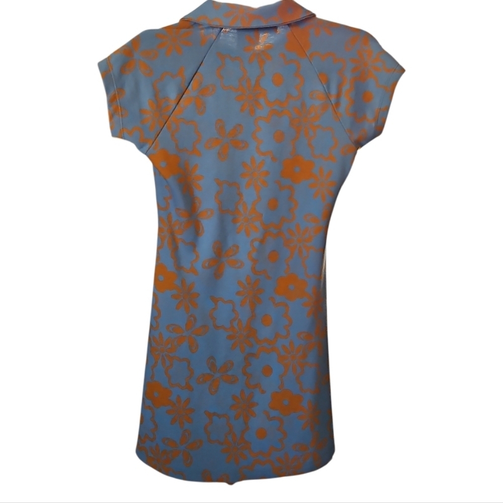 Urban Outfitters Arla Blue Orange Floral Zip Front Collared Mini Dress Size Sm - Picture 3 of 7